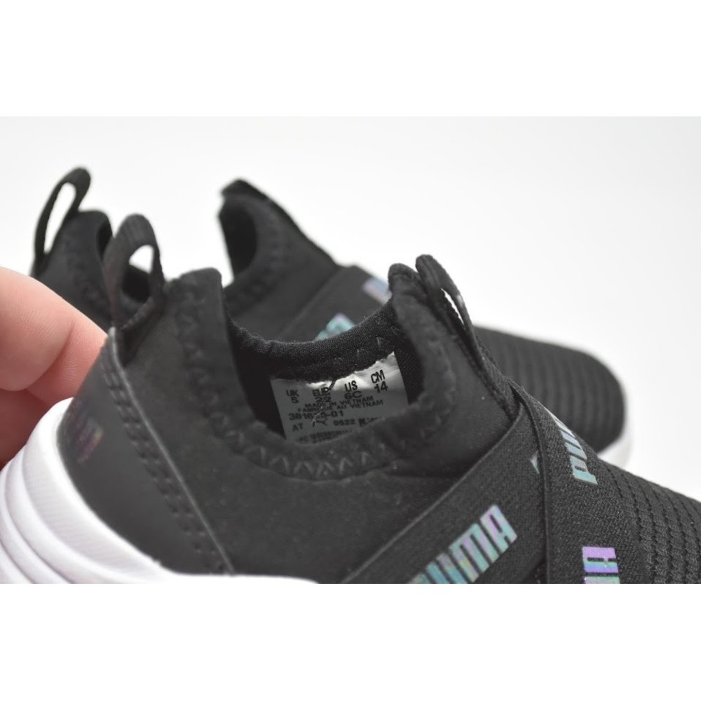 Puma Black Slip-On Sneakers Toddlers Kids Size US 6C Breathable Trainer Shoes - Picture 3 of 5